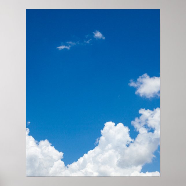 Blue Sky White Clouds Heavenly Skies Background Poster (Front)
