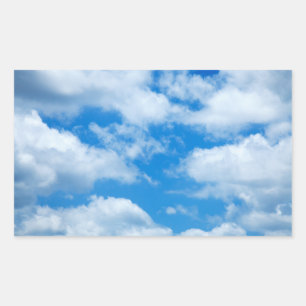 Blue Sky White Clouds Heavenly Skies Background Rectangular Sticker