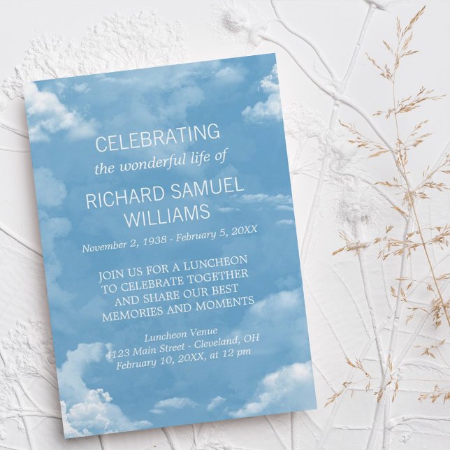Blue Sky White Clouds Life Celebration Invitation (Creator Uploaded)