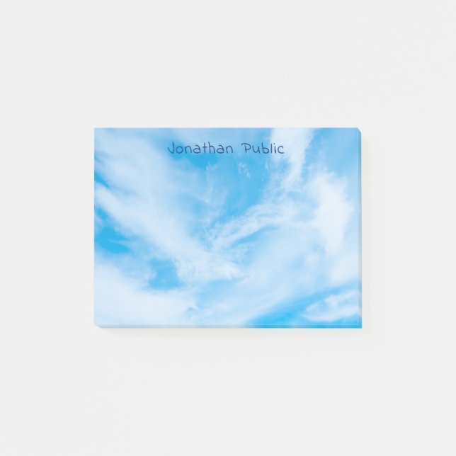 Blue Sky White Clouds Modern Elegant Professional Post-it Notes (Front)