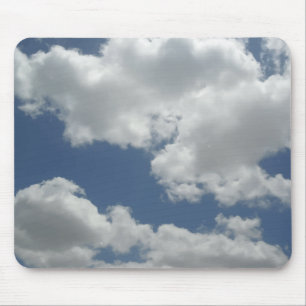 Blue Sky White Clouds Print Fun Mouse Pad