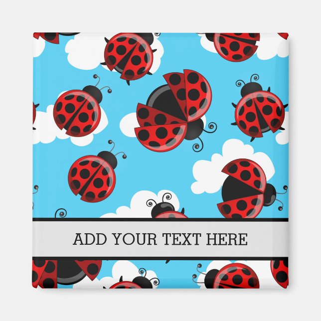 Blue Sky White Clouds Red Ladybug Beetle Insect Magnet (Front)