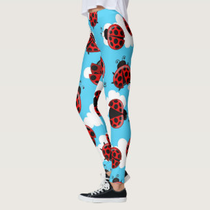 Blue Sky White Clouds Red Ladybug Beetle Leggings