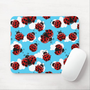 Blue Sky White Clouds Red Ladybug Beetle Mouse Pad