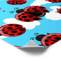 Blue Sky White Clouds Red Ladybug Beetle