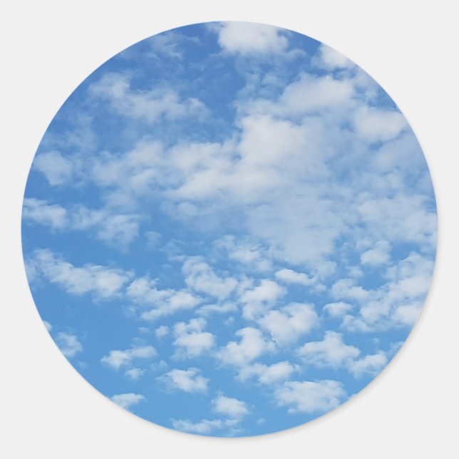 Blue Sky White Clouds Sticker Label Stickers (Front)
