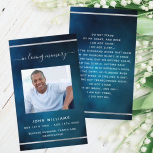 Blue sky white custom photo funeral prayer card