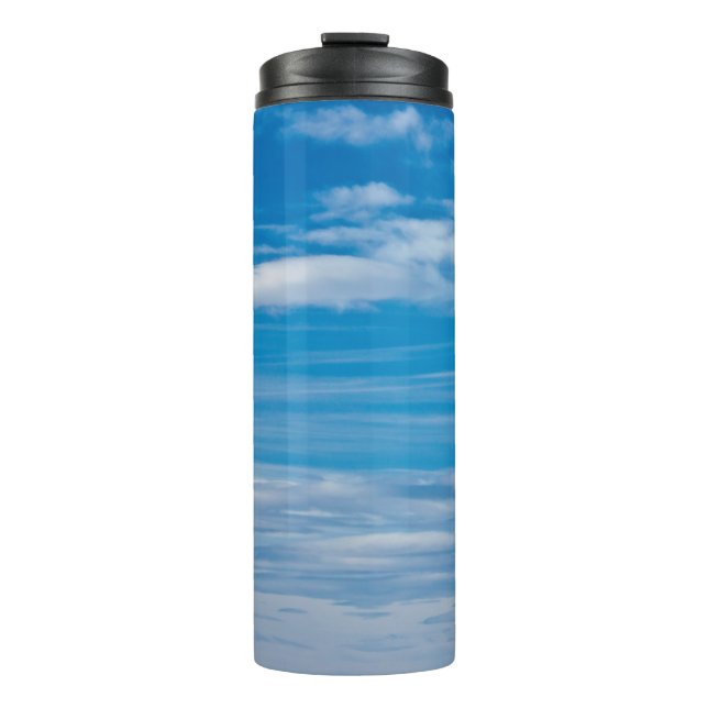 Blue Sky With Cloud Streaks Thermal Tumbler (Front)