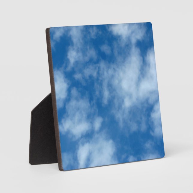 Blue Sky with Clouds Nature Photography Plaque (Front)
