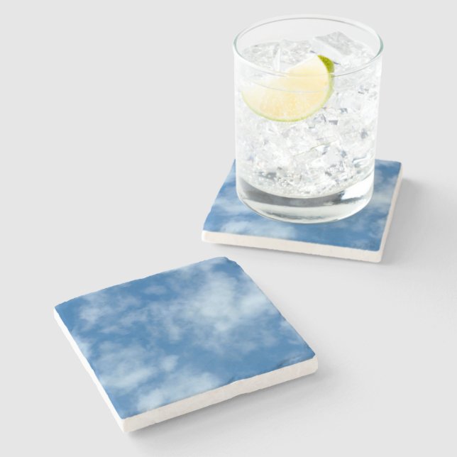 Blue Sky with Clouds Stone Coaster (Side)