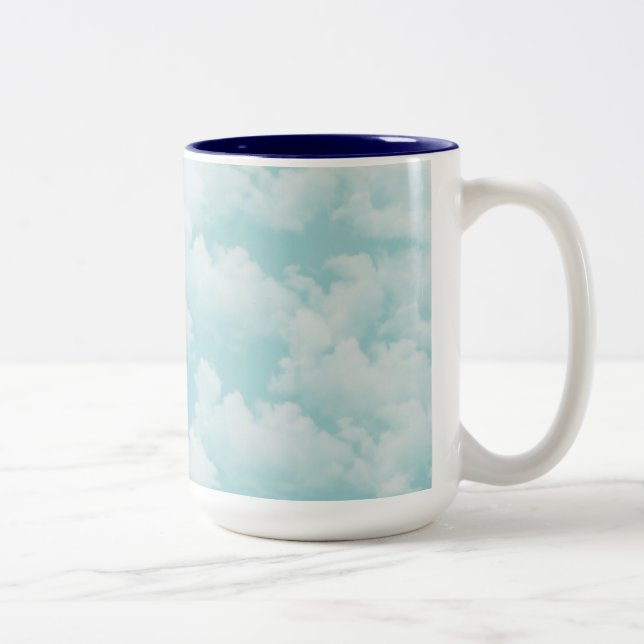 Blue sky with clouds Two-Tone coffee mug (Right)