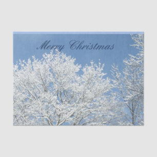 Blue Sky With Frosted Trees Christmas Tissue Paper