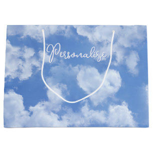 Blue Sky With Heart Shaped Cloud Add Name Branded Large Gift Bag