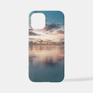 blue sky with red and dark clouds reflected on sea iPhone 12 mini case