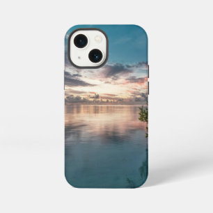 blue sky with red and dark clouds reflected on sea iPhone 13 mini case