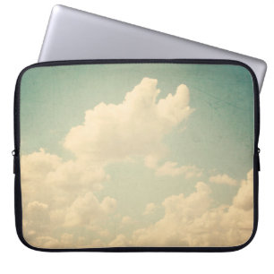 Blue sky with some white puffy cloudssky, vintage, laptop sleeve