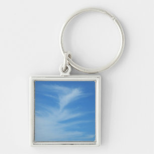 Blue Sky with White Clouds Abstract Nature Photo Key Ring