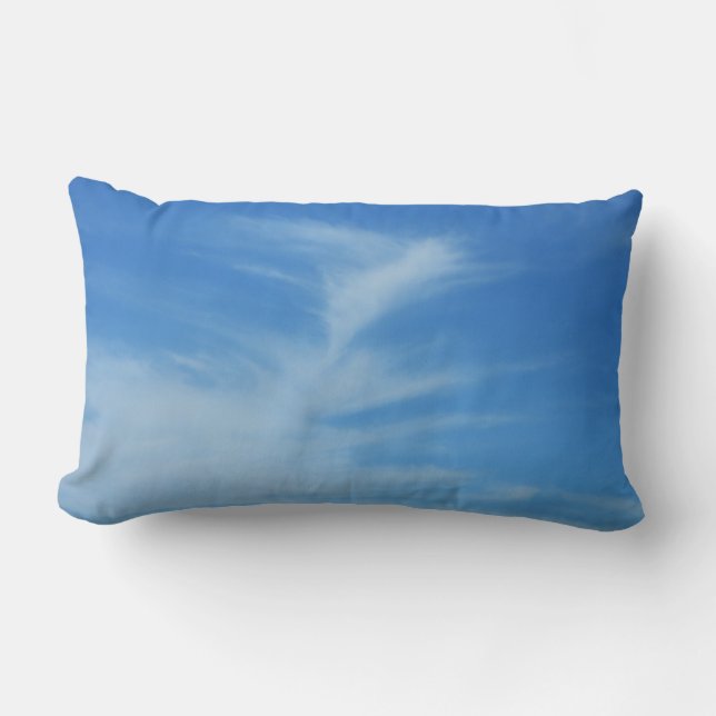 Blue Sky with White Clouds Abstract Nature Photo Lumbar Cushion (Front)