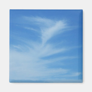Blue Sky with White Clouds Abstract Nature Photo Magnet