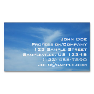 Blue Sky with White Clouds Abstract Nature Photo Magnetic Business Card
