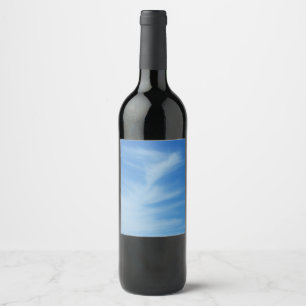 Blue Sky with White Clouds Abstract Nature Photo Wine Label