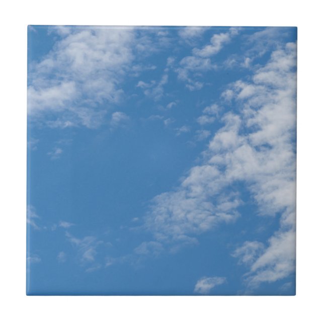 Blue Sky With White Clouds Ceramic Tile (Front)