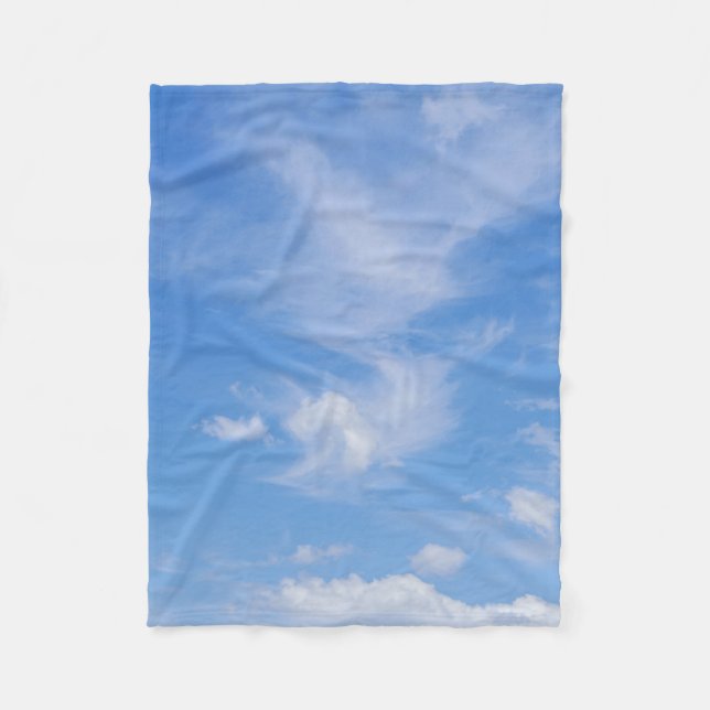 Blue Sky With Wispy Clouds Fleece Blanket (Front)