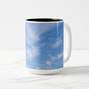 Blue Sky With Wispy Clouds Two-Tone Coffee Mug