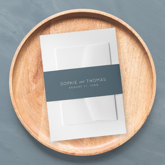 Blue Slate Wedding Invitation Belly Band (Creator Uploaded)