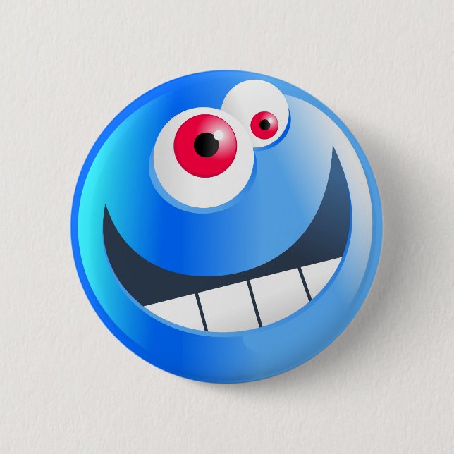 blue-smilie 6 cm round badge (Front)