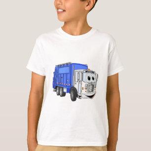 Blue Smiling Cartoon Garbage Truck T-Shirt