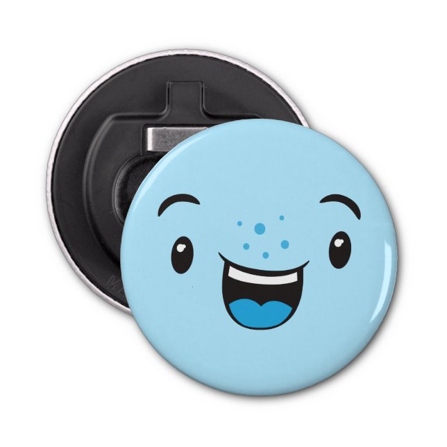 Blue Smiling Kawaii Face Bottle Opener (Front)