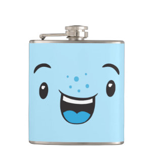 Blue Smiling Kawaii Face Flask