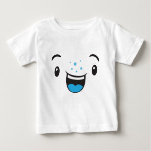 Blue Smiling Kawaii Face Kids Clothing Baby T-Shirt