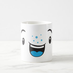 Blue Smiling Kawaii Face Mug