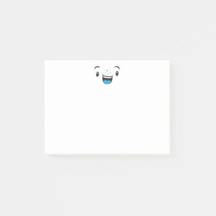 Blue Smiling Kawaii Face Note Cards