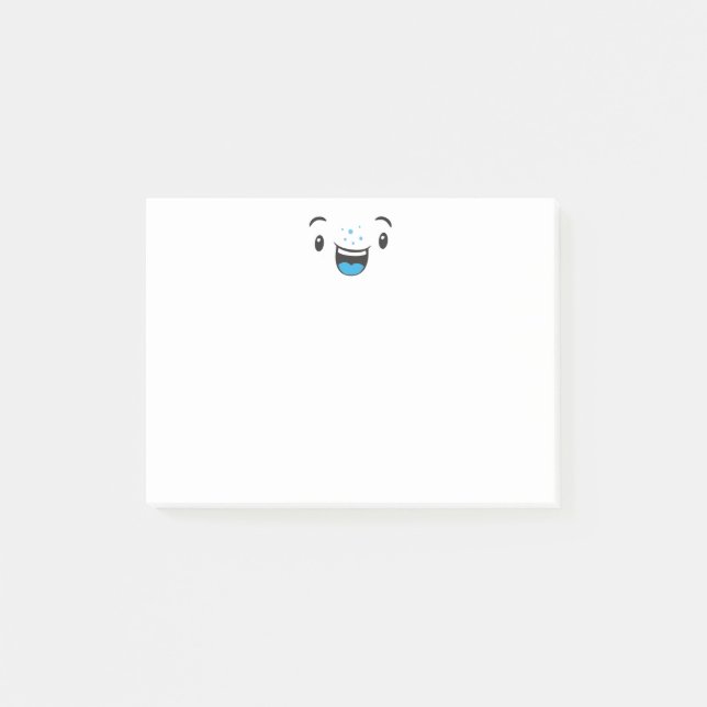 Blue Smiling Kawaii Face Note Cards (Front)