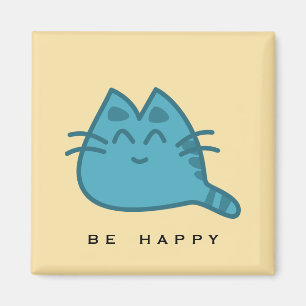 Blue Smiling Kitty Cat Magnet