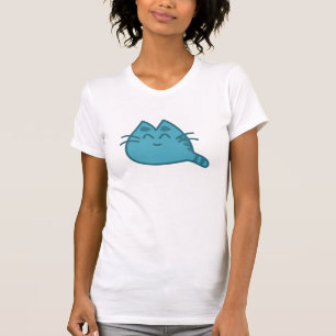 Blue Smiling Kitty Cat T-Shirt