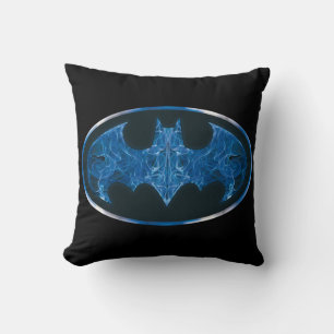 Blue Smoke Bat Symbol Cushion