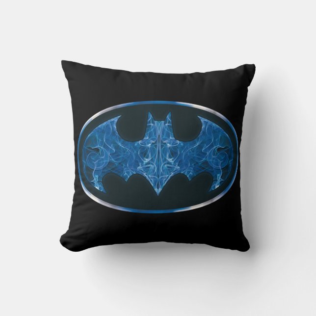 Blue Smoke Bat Symbol Cushion (Front)