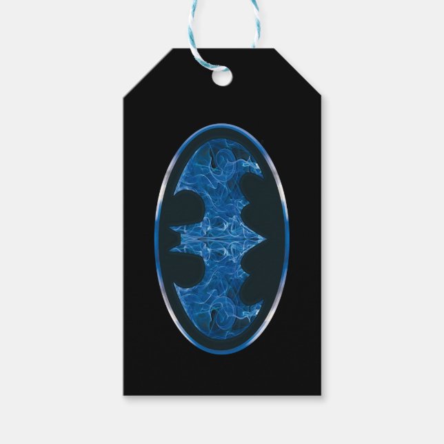 Blue Smoke Bat Symbol Gift Tags (Front)
