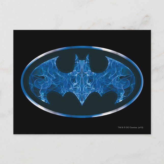 Blue Smoke Bat Symbol Postcard (Front)