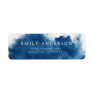 blue smoke effect modern return address label
