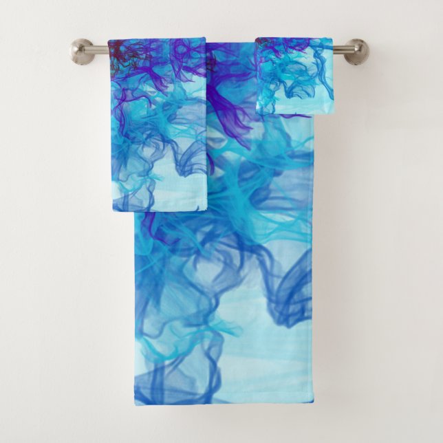 BLUE SMOKE - Fractal Art - Bath Towel Set (Insitu)