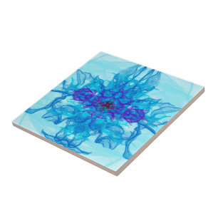 BLUE SMOKE - Fractal Art - Ceramic Tile