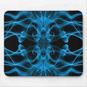 Blue Smoke Symmetrical Minimalist Black Mouse Pad