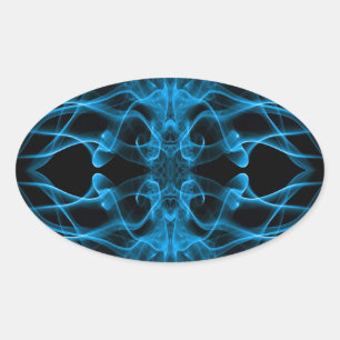 Blue Smoke Symmetrical Minimalist Black Oval Sticker