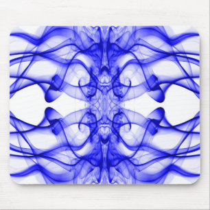 Blue Smoke Symmetrical Minimalist White Mouse Pad