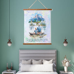 Blue Smoky Mountain Cloud Lake Fishing Fathers Day Hanging Tapestry